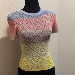 H&M Multicolor Knit Short Sleeve Top